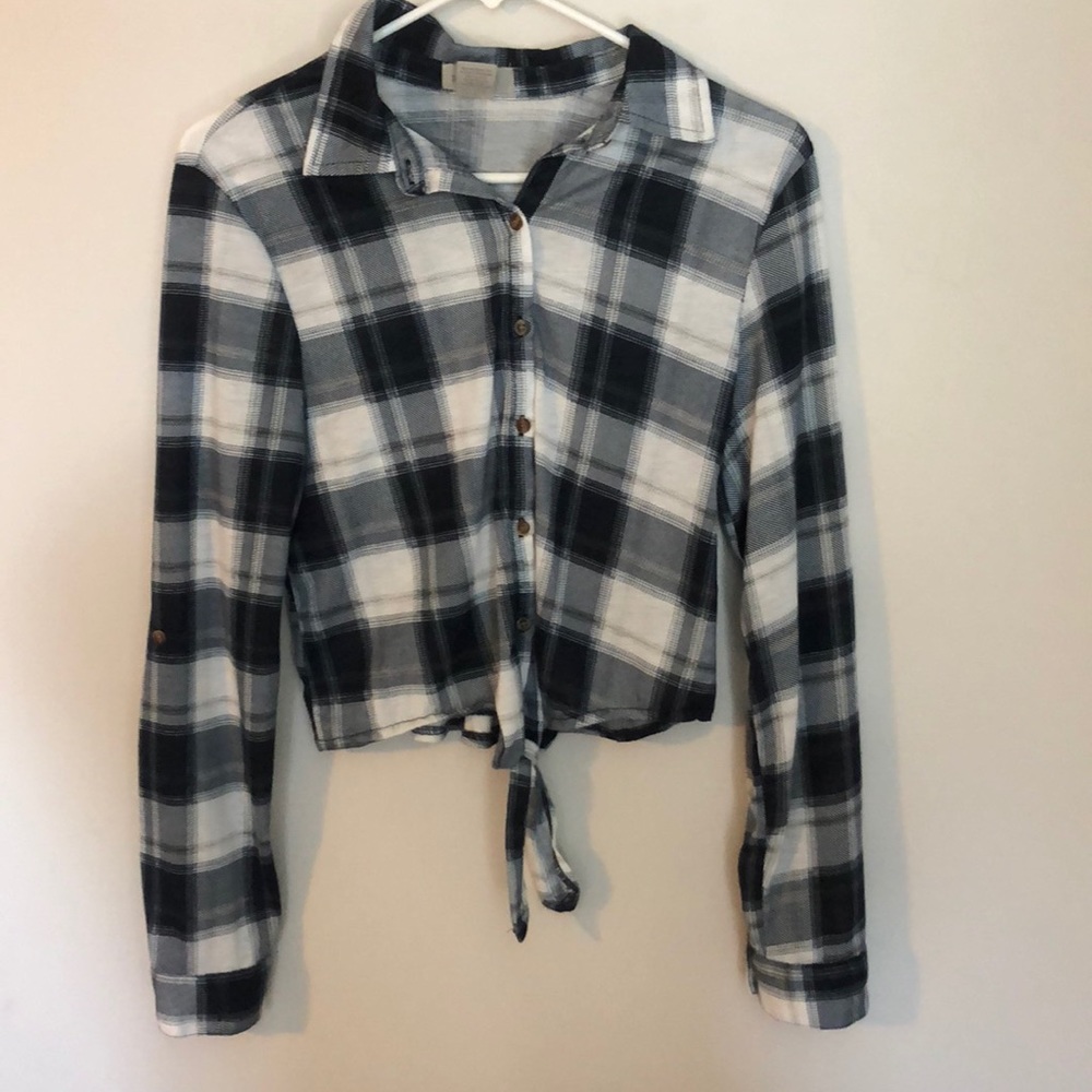 cropped plaid tie up